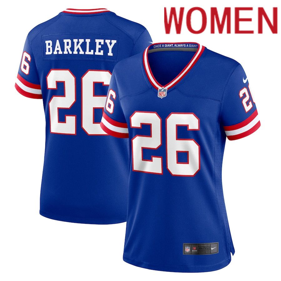 Women New York Giants #26 Saquon Barkley Nike Royal Classic Player Game NFL Jersey
